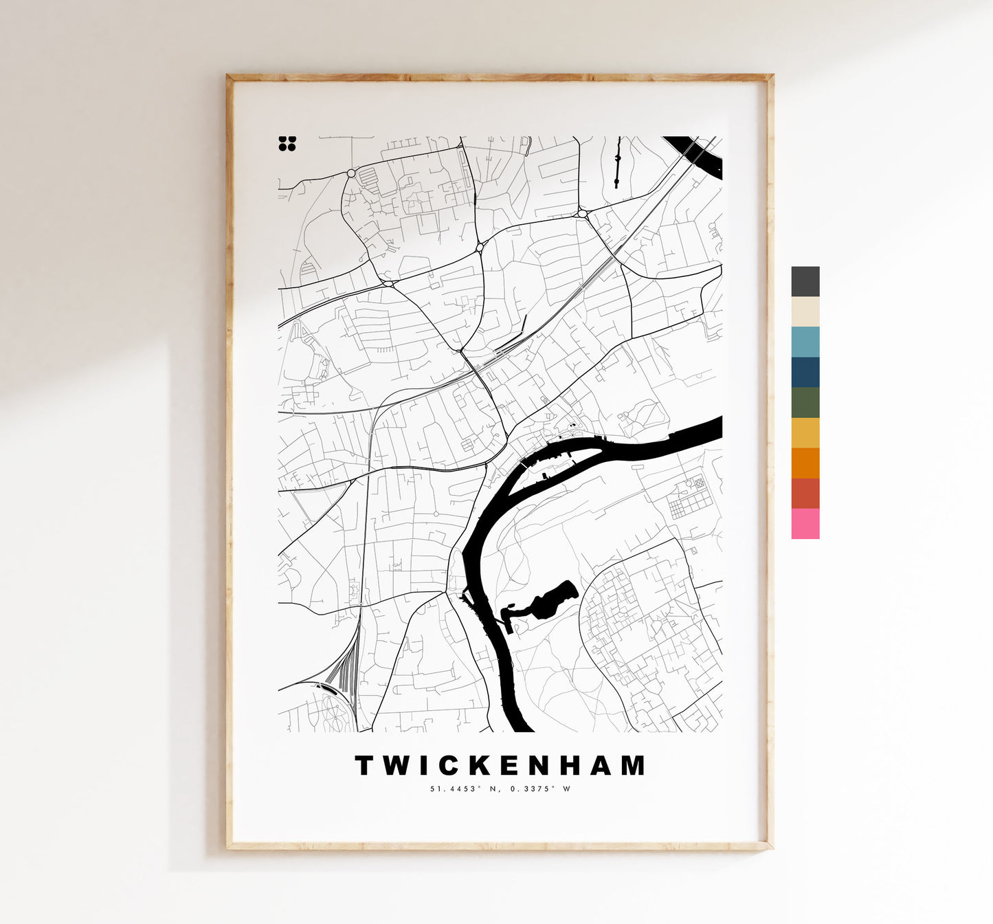 Twickenham Map Print - Minimalist City Map Poster - Map Art - London, UK - Twickenham Print - Poster - Different Colours Available