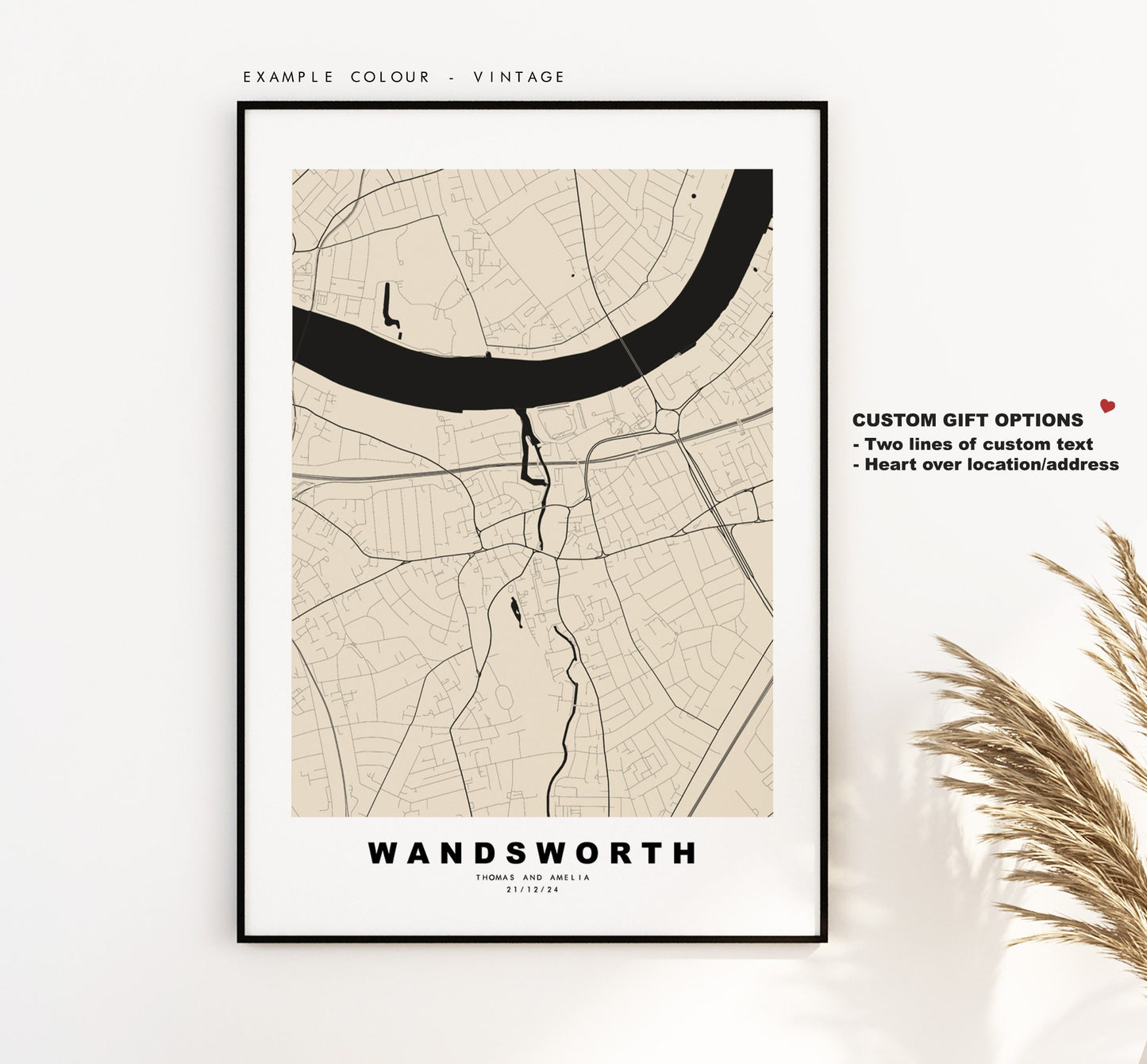 Wandsworth Map Print - Minimalist City Map Poster - Map Art - London, UK - Wandsworth Print - Poster - Different Colours Available