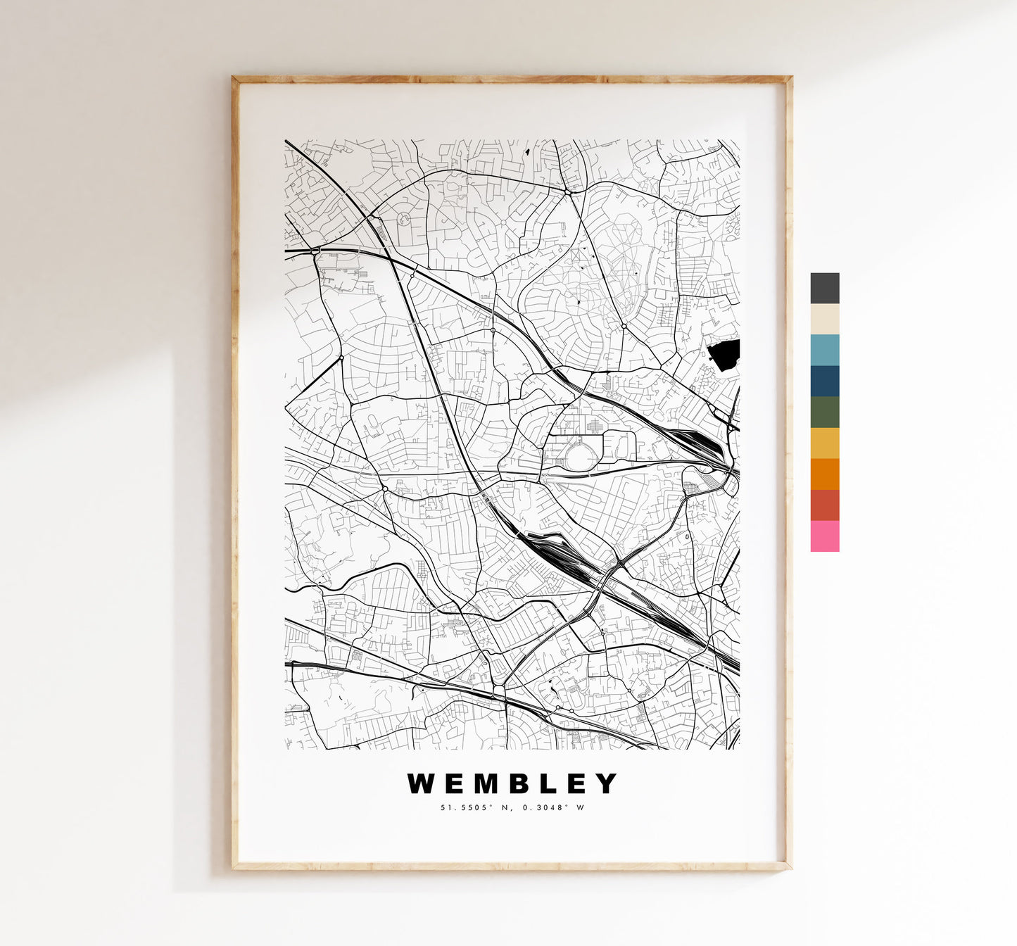 Wembley Map Print - Minimalist City Map Poster - Map Art - London, UK - Wembley Print - Wembley Poster - Different Colours Available