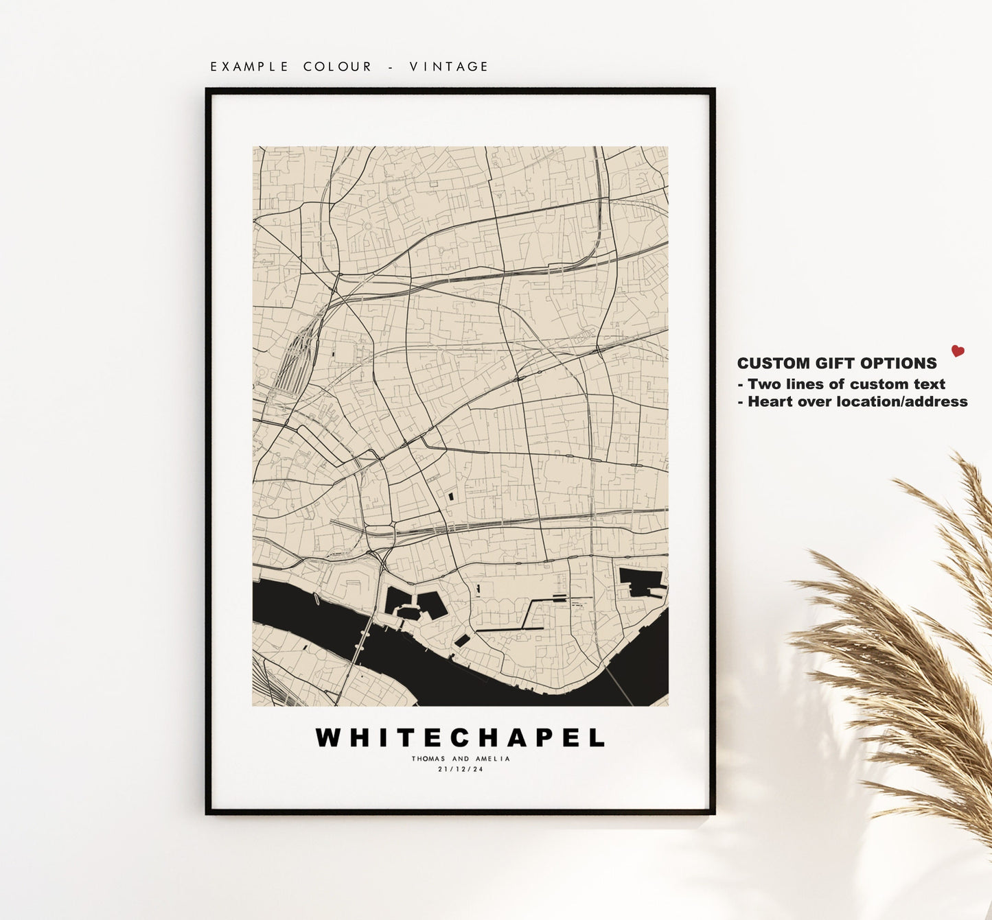 Whitechapel Map Print - Minimalist City Map Poster - Map Art - London, UK - Whitechapel Print - Poster - Different Colours Available