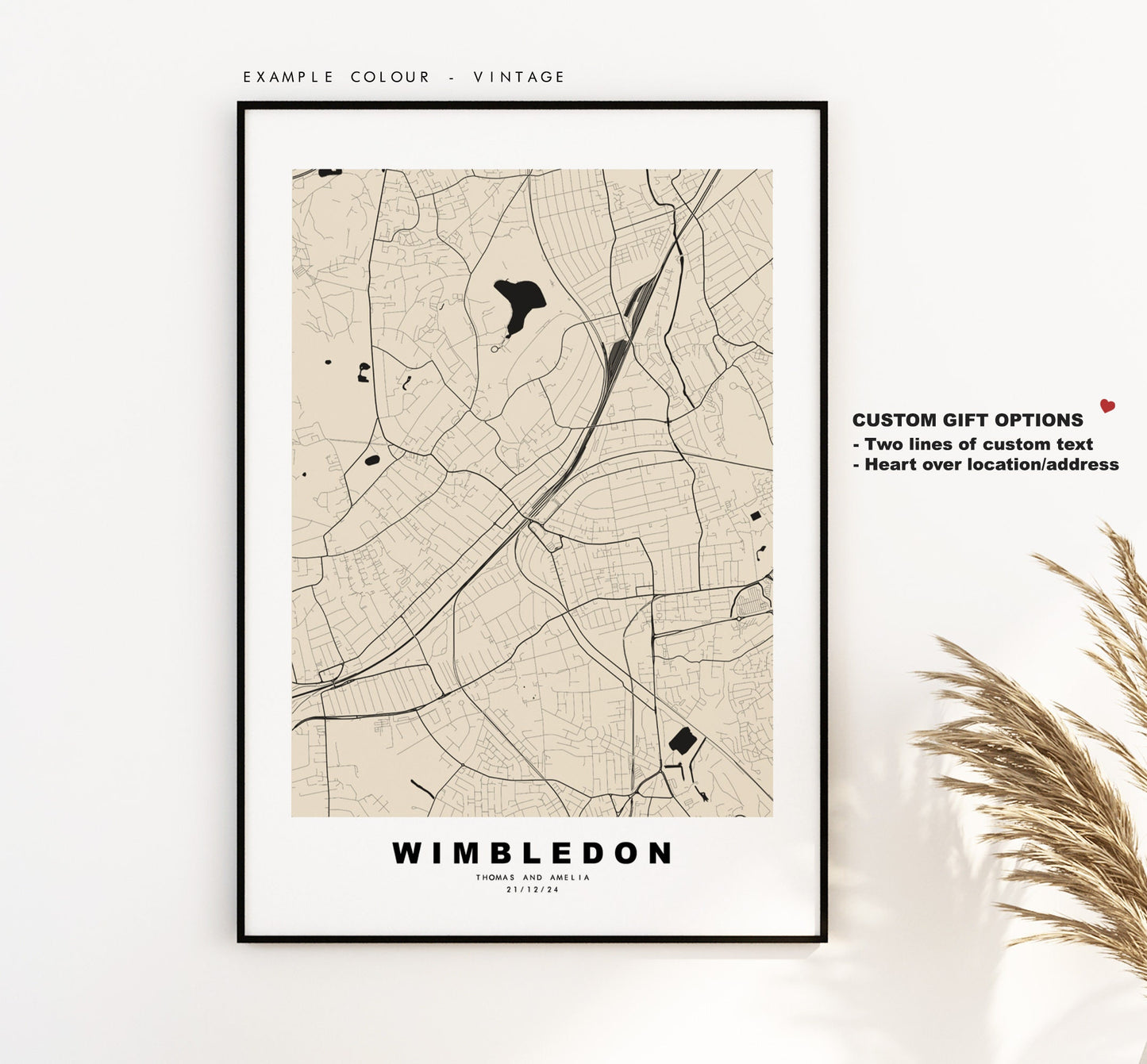 Wimbledon Map Print - Minimalist City Map Poster - Map Art - London, UK - Wimbledon Print - Poster - Different Colours Available