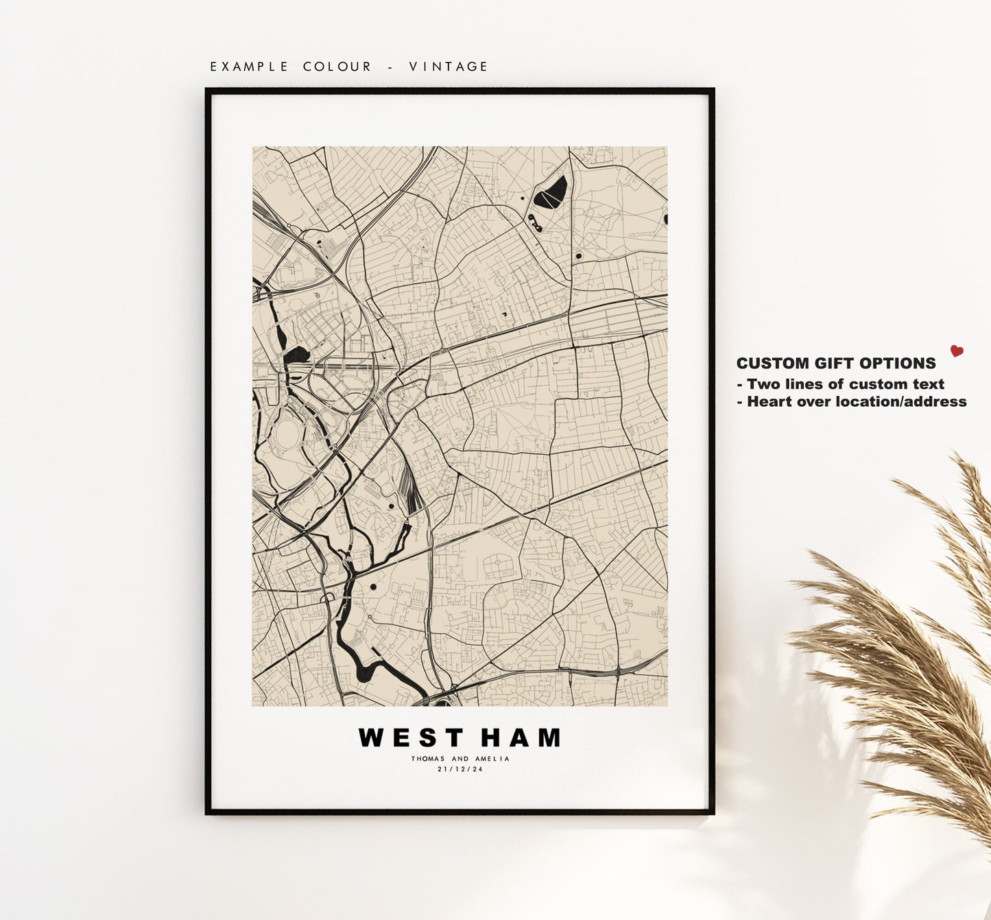 West Ham Map Print - Minimalist City Map Poster - Map Art - London, UK - West Ham Print - Poster - Different Colours Available