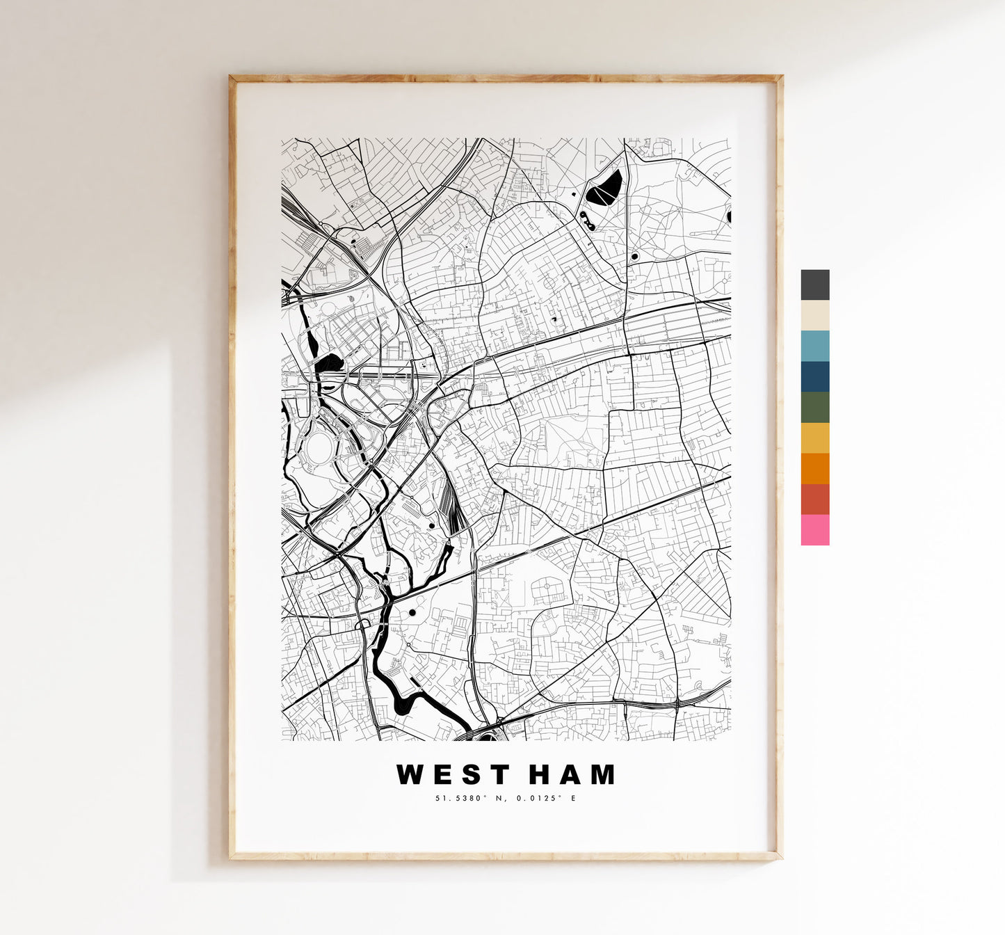 West Ham Map Print - Minimalist City Map Poster - Map Art - London, UK - West Ham Print - Poster - Different Colours Available