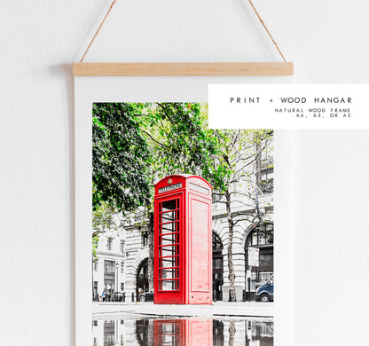 Telephone Box - London Photography Print - Fine Art Photography - London Print - Poster - Wall Art - Red Telephone Box London - Portrait