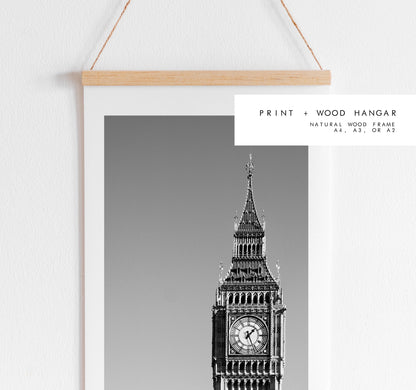 Big Ben Print - London Photography Print - Fine Art Photography - London Print - Poster - Wall Art - Black and White Print - Monochrome