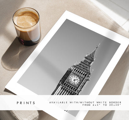 Big Ben Print - London Photography Print - Fine Art Photography - London Print - Poster - Wall Art - Black and White Print - Monochrome