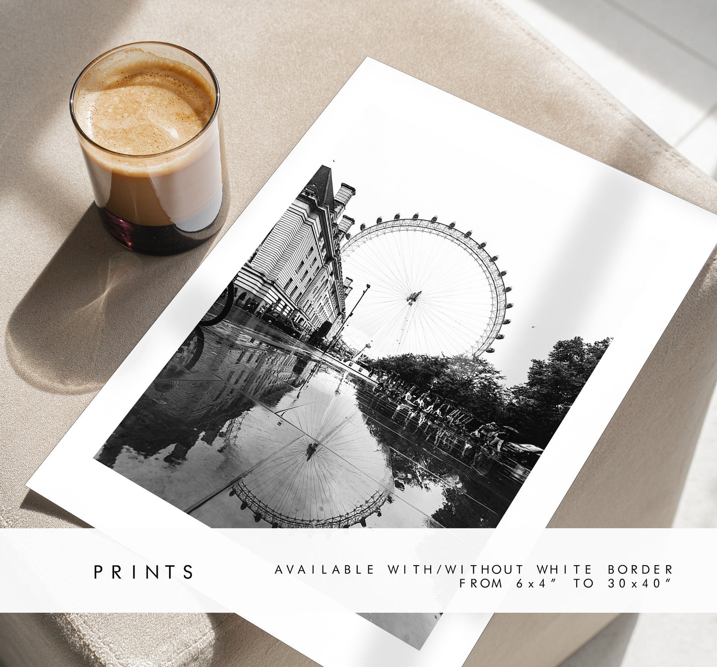 London Eye Print - London Photography Print - Fine Art Photography - London Print - Poster - Wall Art - London Print Black and White