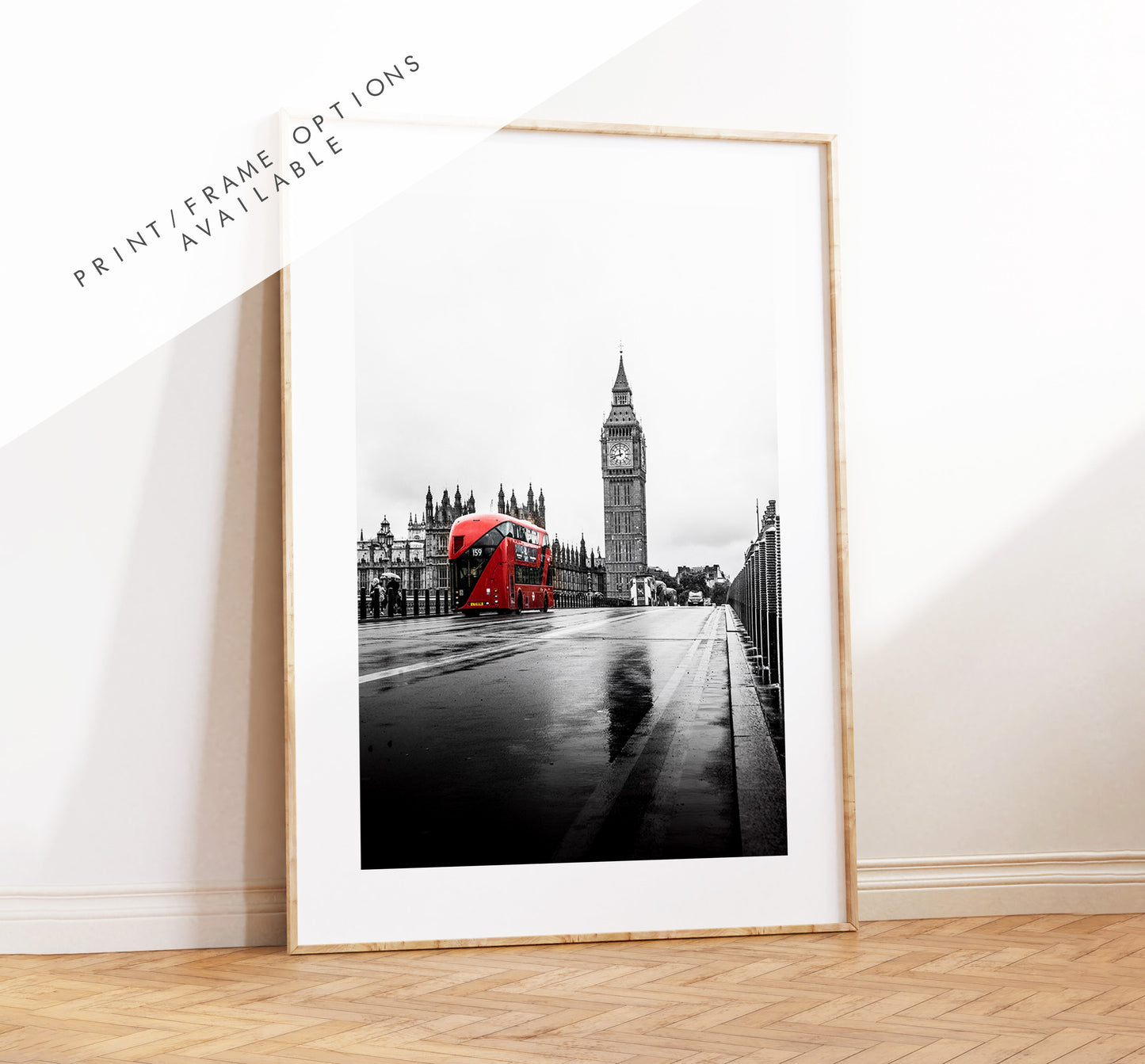 London Print - London Photography Print - Fine Art Photography - London Print - Poster - Wall Art - Westminster Bridge - London Bus - Red