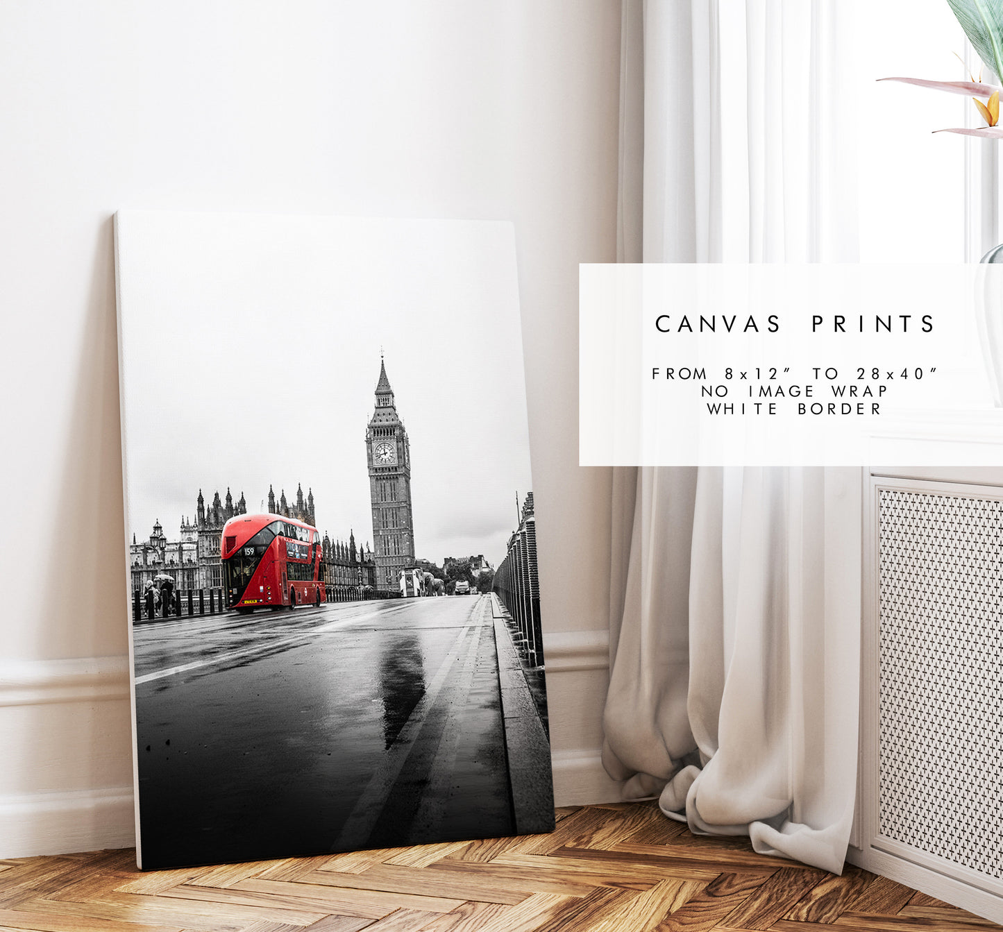 London Print - London Photography Print - Fine Art Photography - London Print - Poster - Wall Art - Westminster Bridge - London Bus - Red