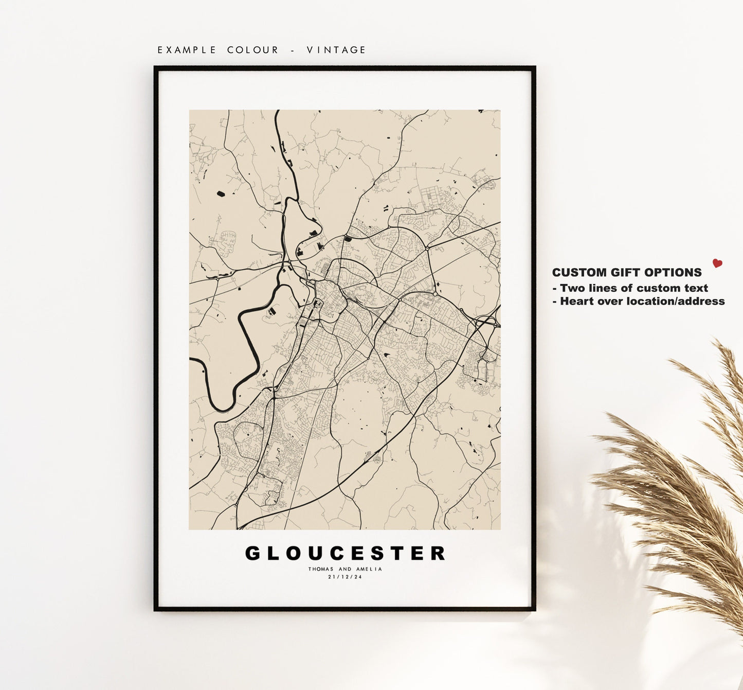 Gloucester Map Print - Minimalist City Map Poster - Map Wall Art - UK - Gloucester Print - Gloucester Poster - Different Colours Available