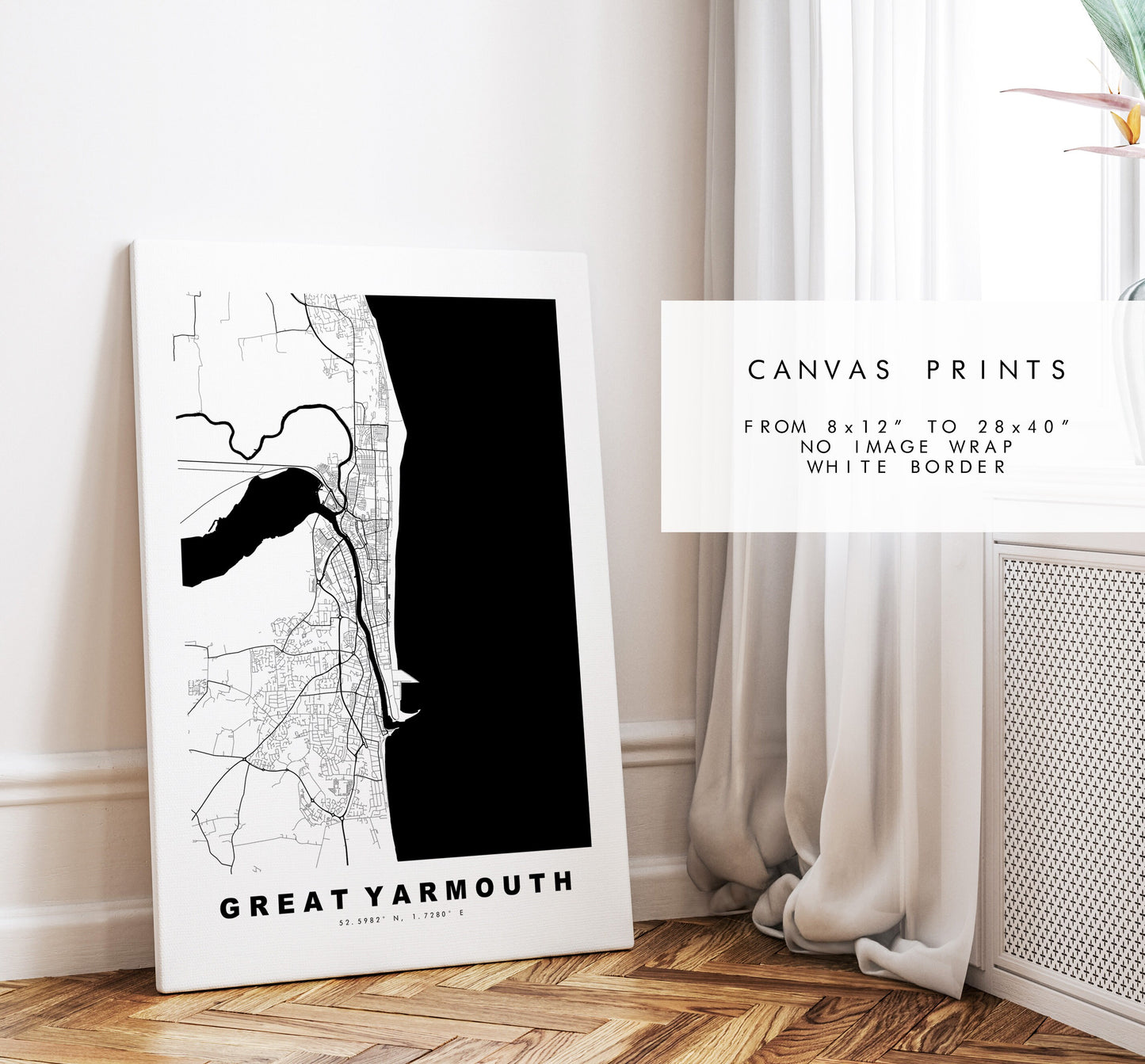 Great Yarmouth Map Print - Minimalist City Map Poster - Map Wall Art - UK - Print - Great Yarmouth Poster - Different Colours Available