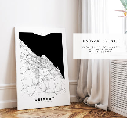 Grimsby Map Print - Minimalist City Map Poster - Map Wall Art - UK - Grimsby Print - Grimsby Poster - Different Colours Available