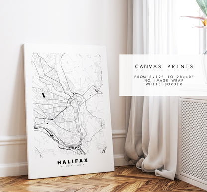 Halifax Map Print - Minimalist City Map Poster - Map Wall Art - UK - Halifax Print - Halifax Poster - Different Colours Available