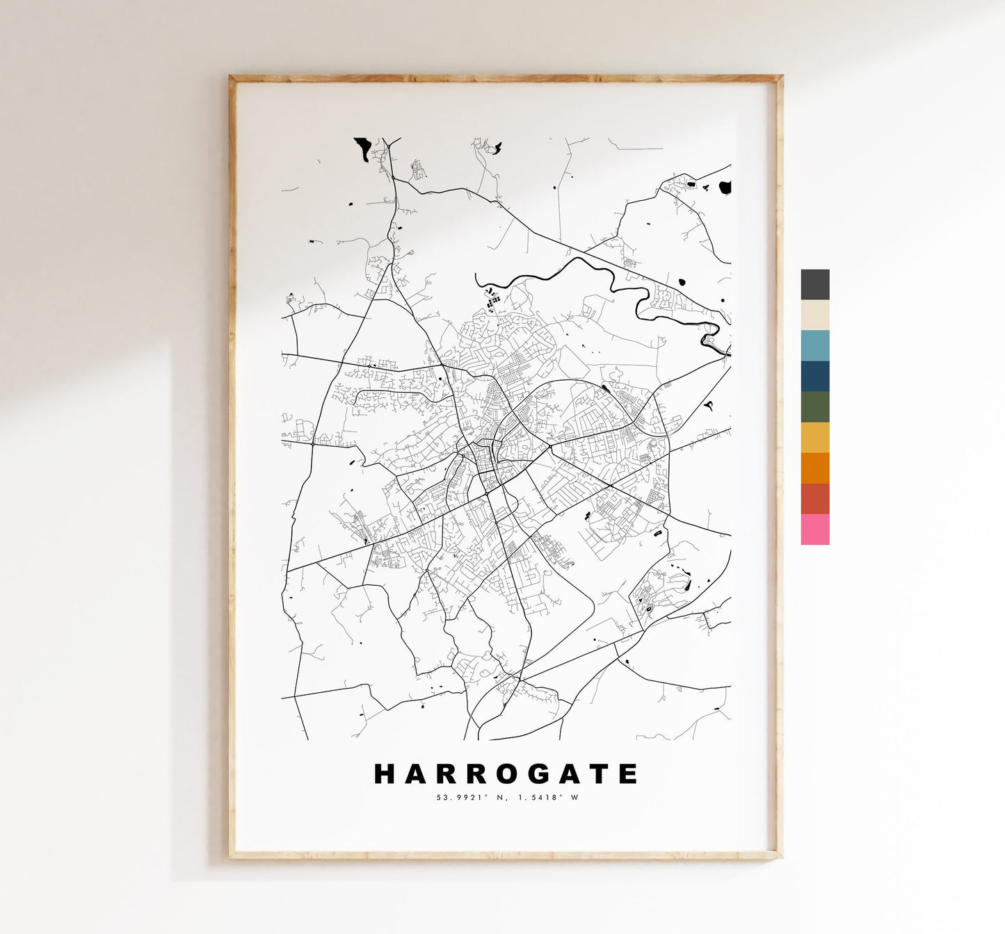 Harrogate Map Print - Minimalist City Map Poster - Map Wall Art - UK - Harrogate Print - Harrogate Poster - Different Colours Available