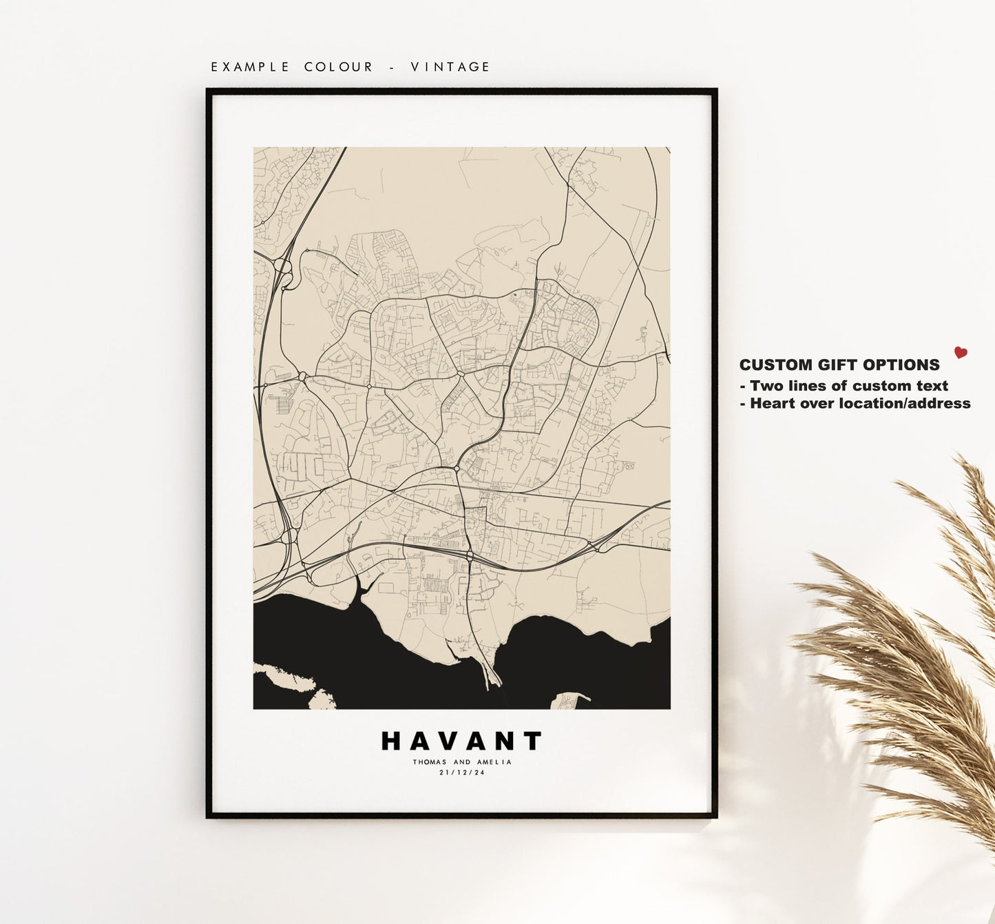 Havant Map Print - Minimalist City Map Poster - Map Wall Art - UK - Havant Print - Havant Poster - Different Colours Available