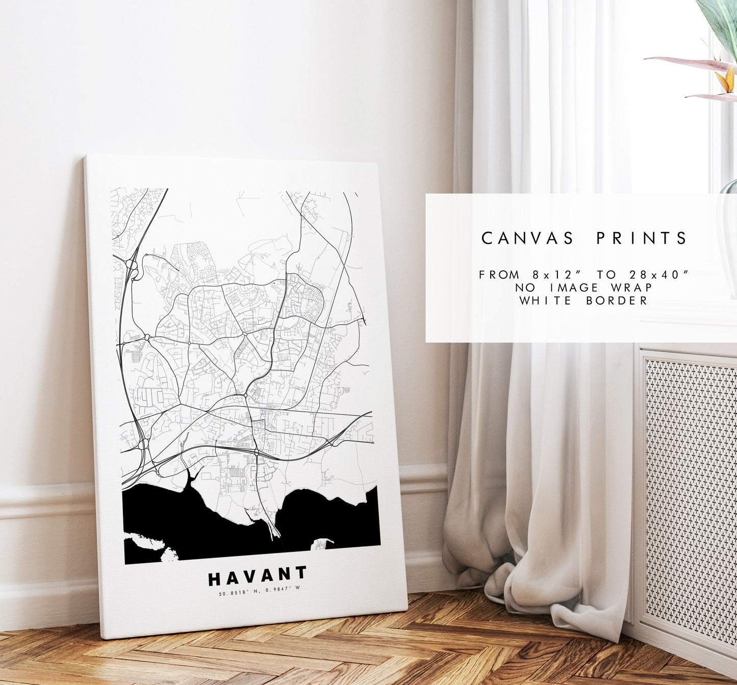 Havant Map Print - Minimalist City Map Poster - Map Wall Art - UK - Havant Print - Havant Poster - Different Colours Available