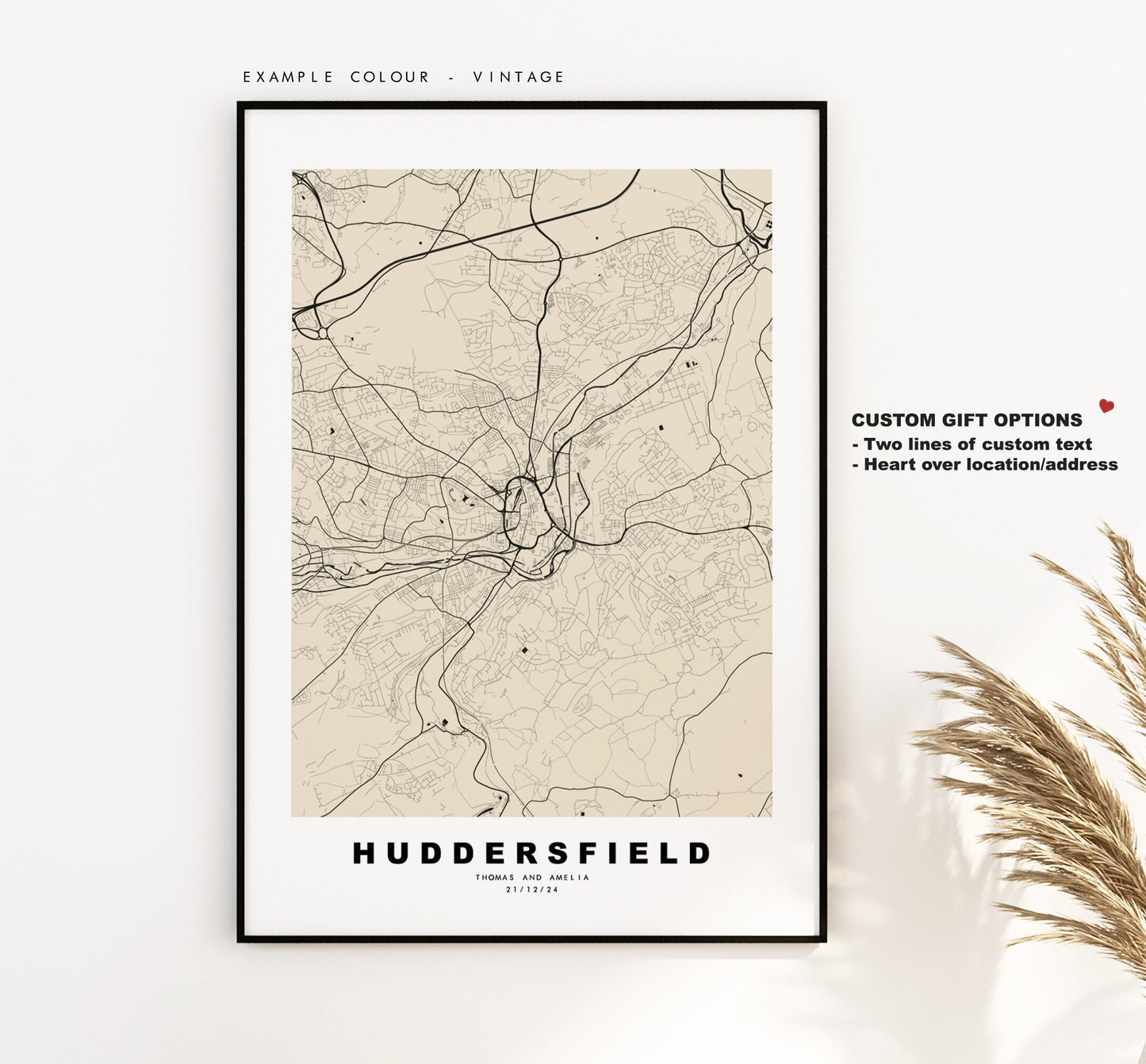 Huddersfield Map Print - Minimalist City Map Poster - Map Art - UK - Huddersfield Print - Huddersfield Poster - Different Colours Available