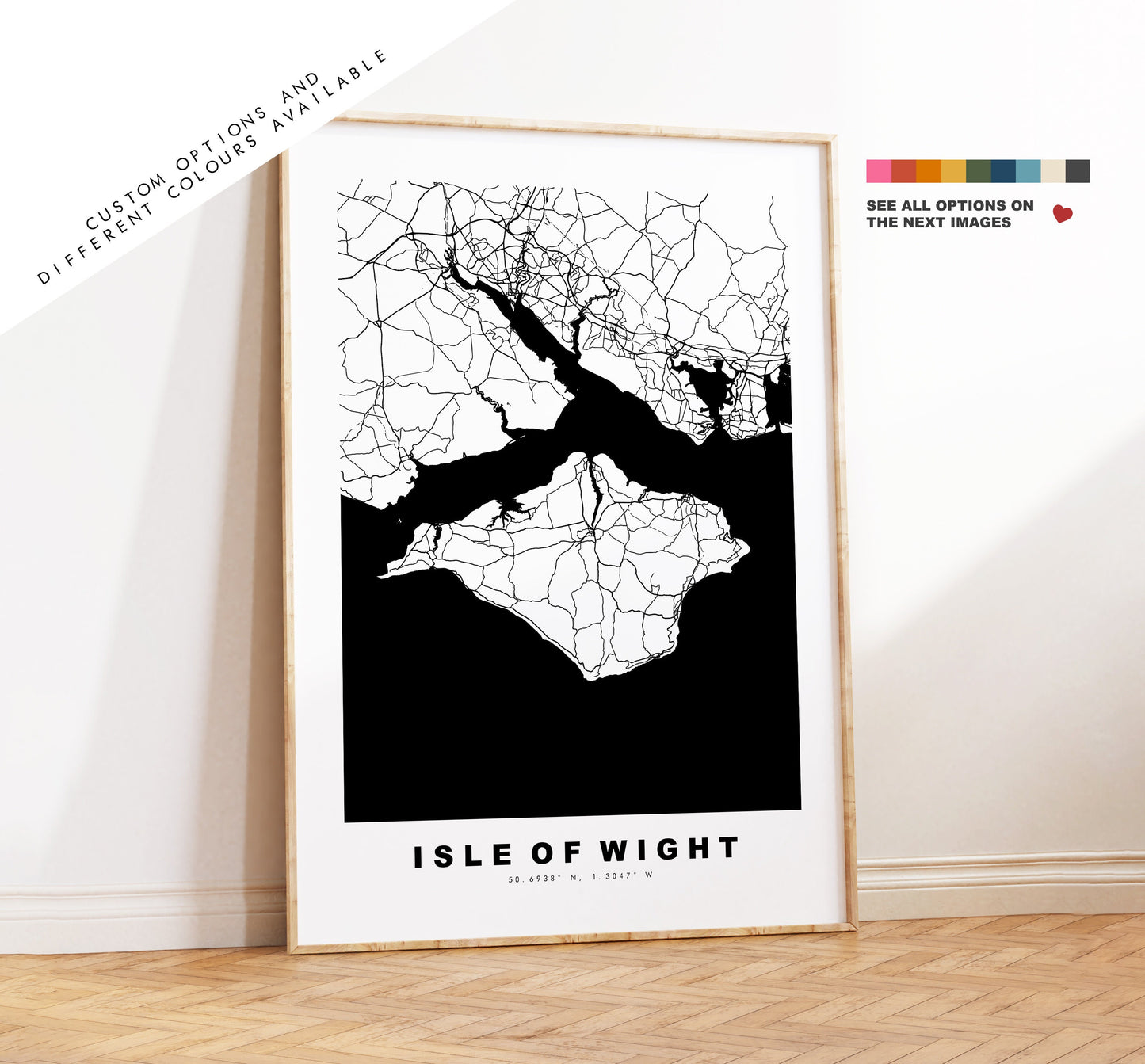 Isle of Wight Map Print - Minimalist City Map Poster - Map - UK - Isle of Wight Print - Isle of Wight Poster - Different Colours Available