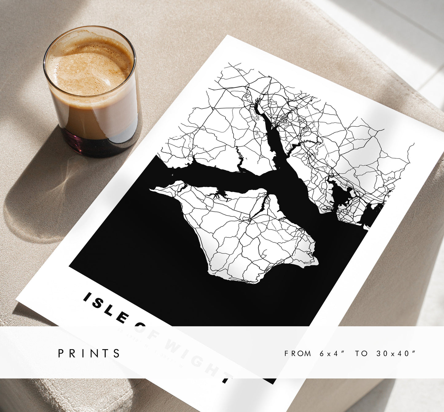 Isle of Wight Map Print - Minimalist City Map Poster - Map - UK - Isle of Wight Print - Isle of Wight Poster - Different Colours Available