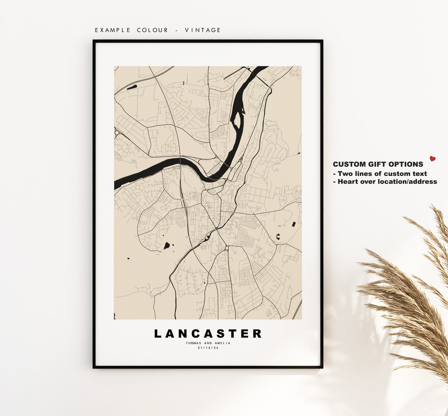 Lancaster Map Print - Minimalist City Map Poster - Map Wall Art - UK - Lancaster Print - Lancaster Poster - Different Colours Available