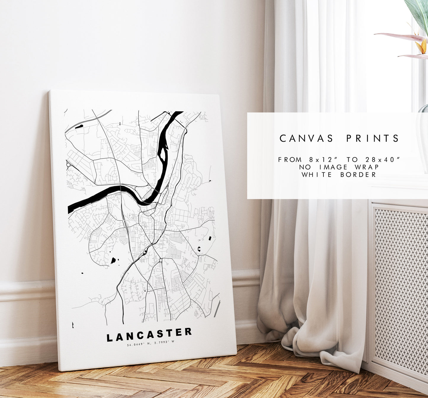 Lancaster Map Print - Minimalist City Map Poster - Map Wall Art - UK - Lancaster Print - Lancaster Poster - Different Colours Available