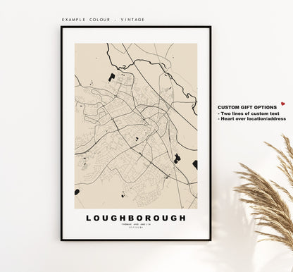 Loughborough Map Print - Minimalist City Map Poster - Map Art - UK - Loughborough Print - Loughborough Poster - Different Colours Available