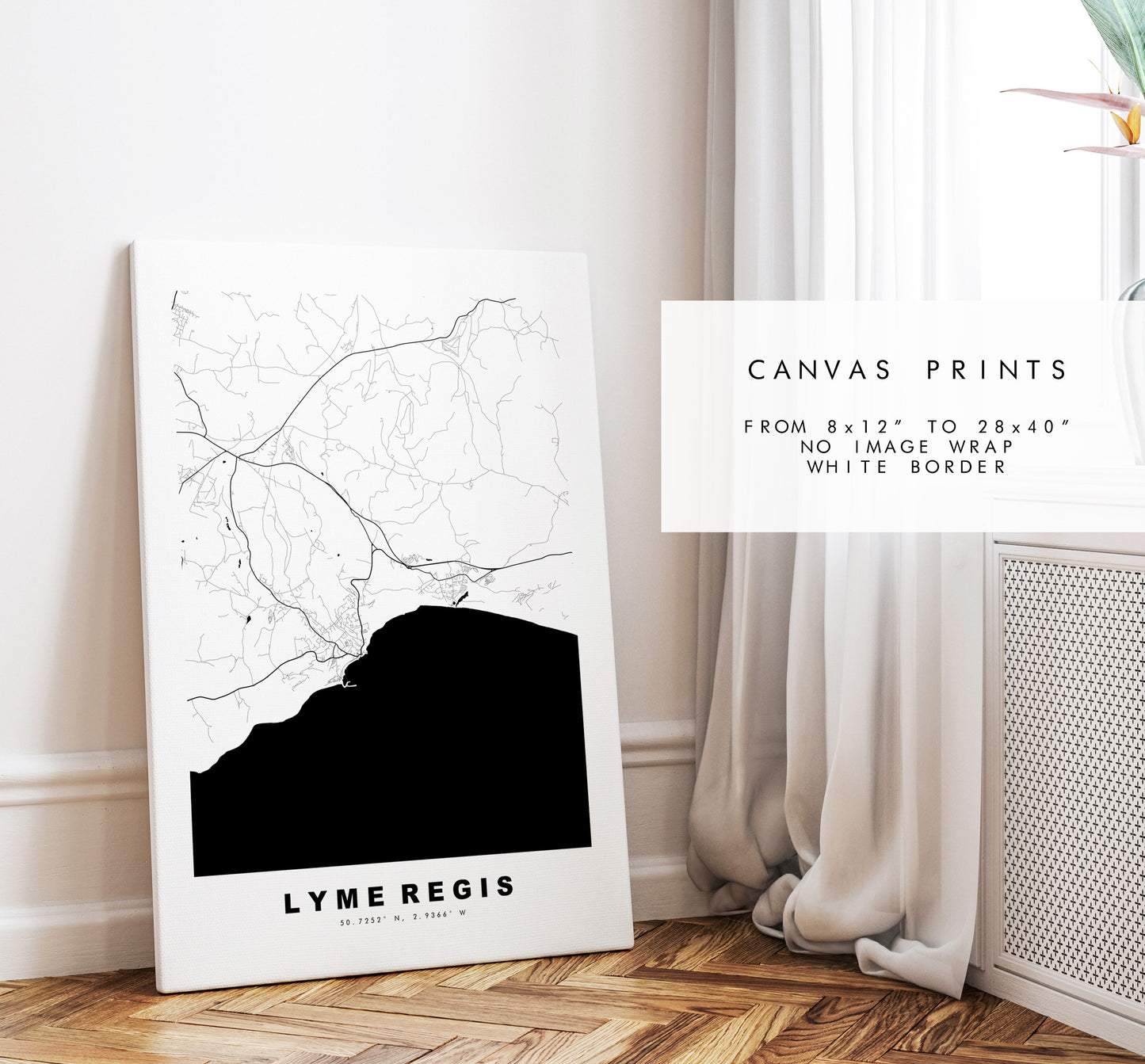 Lyme Regis Map Print - Minimalist City Map Poster - Map Wall Art - UK - Lyme Regis Print - Lyme Regis Poster - Different Colours Available