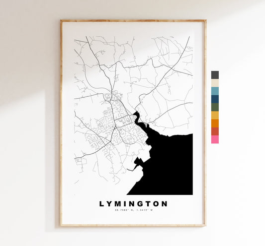 Lymington Map Print - Minimalist City Map Poster - Map Wall Art - UK - Lymington Print - Lymington Poster - Different Colours Available