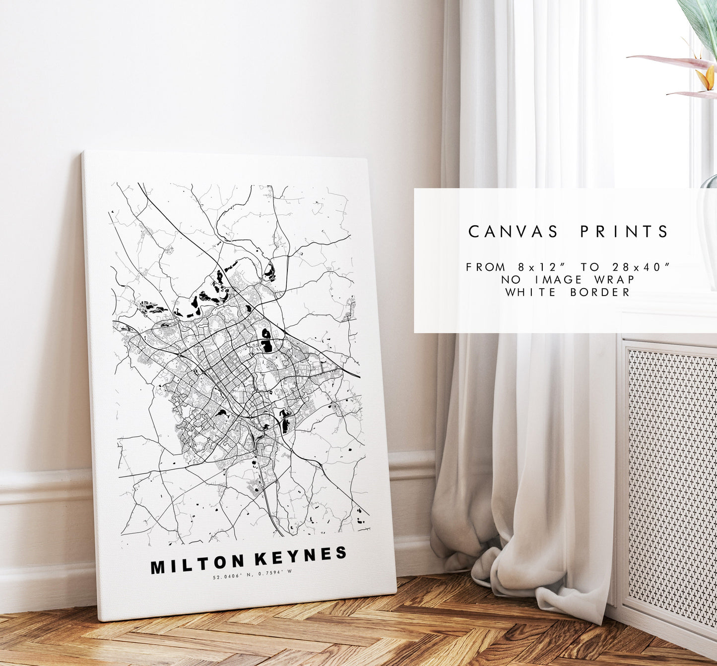 Milton Keynes Map Print - Minimalist City Map Poster - Map - UK - Milton Keynes Print - Milton Keynes Poster - Different Colours Available