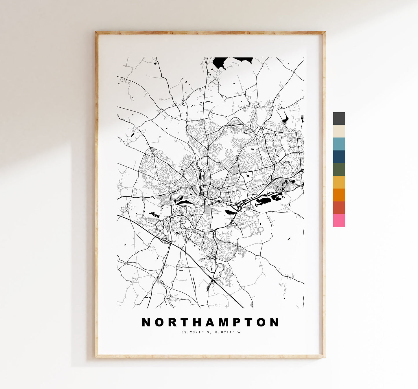 Northampton Map Print - Minimalist City Map Poster - Map Art - UK - Northampton Print - Northampton Poster - Different Colours Available