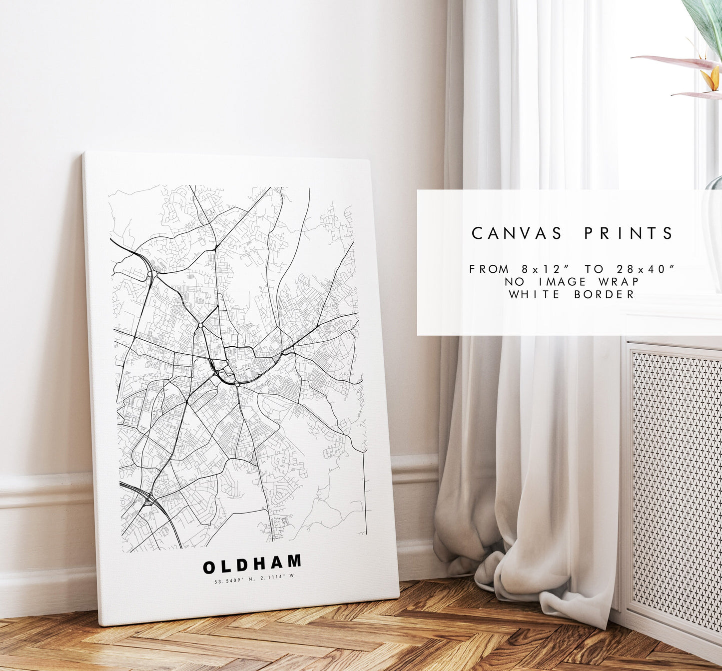 Oldham Map Print - Minimalist City Map Poster - Map Wall Art - UK - Oldham Print - Oldham Poster - Different Colours Available