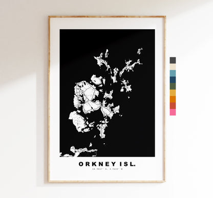 Orkney Map Print - Minimalist City Map Poster - Map Art - Scotland - Orkney Islands Print - Orkney Poster - Different Colours Available