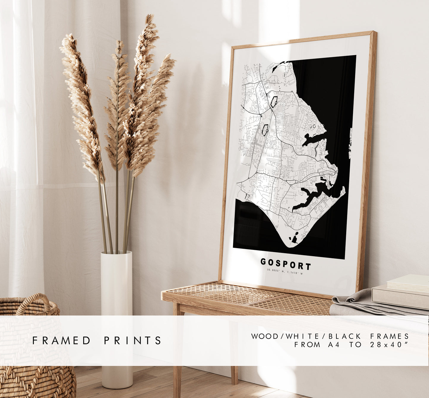 Gosport Map Print - Minimalist City Map Poster - Map Art - UK - Gosport Print - Gosport Poster - Different Colours Available