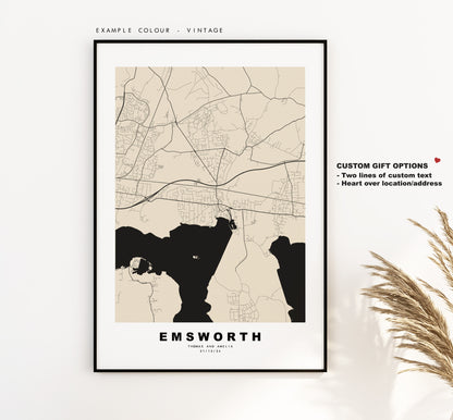 Emsworth Map Print - Minimalist City Map Poster - Map Art - UK - Emsworth Print - Emsworth Poster - Different Colours Available