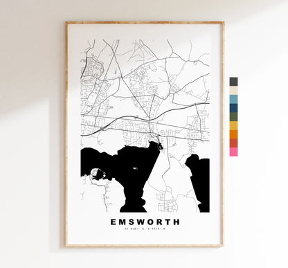 Emsworth Map Print - Minimalist City Map Poster - Map Art - UK - Emsworth Print - Emsworth Poster - Different Colours Available