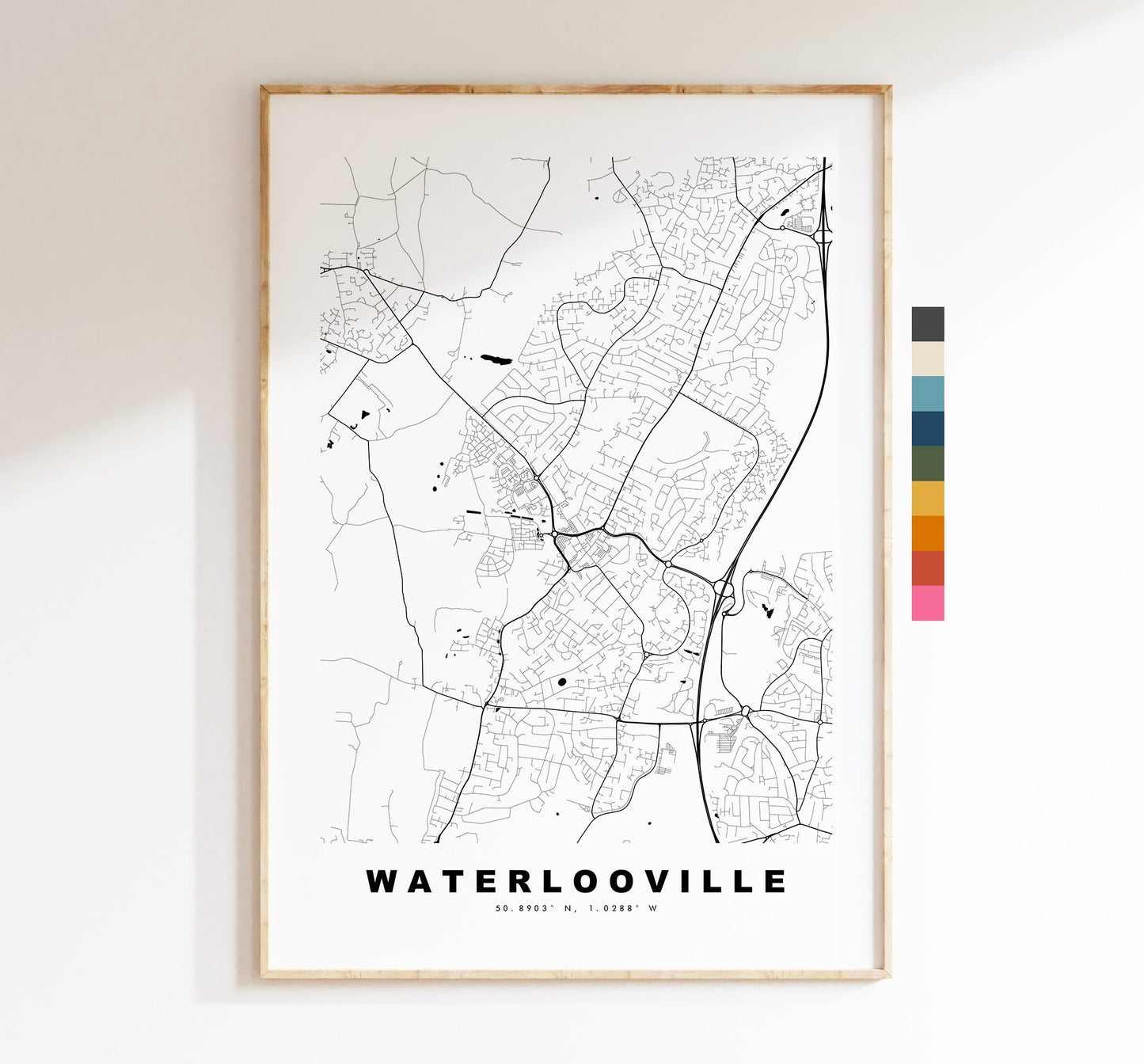 Waterlooville Map Print - Minimalist City Map Poster - Map Art - UK - Waterlooville - Waterlooville Poster - Different Colours Available