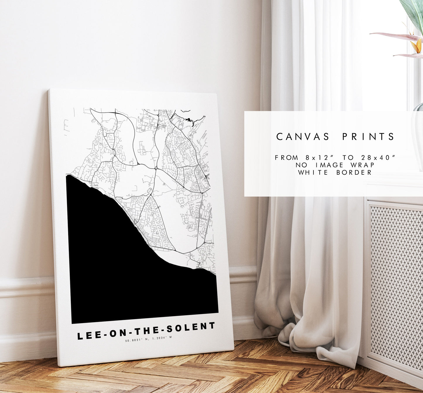 Lee on Solent Map Print - Minimalist City Map Poster - Map Art - UK - Lee on the Solent - Poster - Different Colours Available