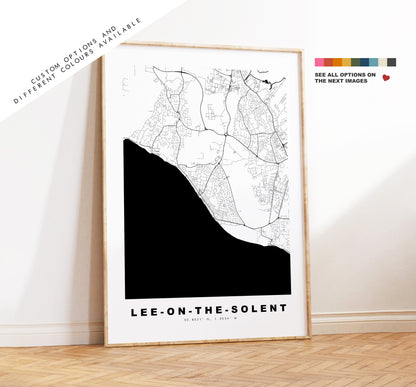 Lee on Solent Map Print - Minimalist City Map Poster - Map Art - UK - Lee on the Solent - Poster - Different Colours Available