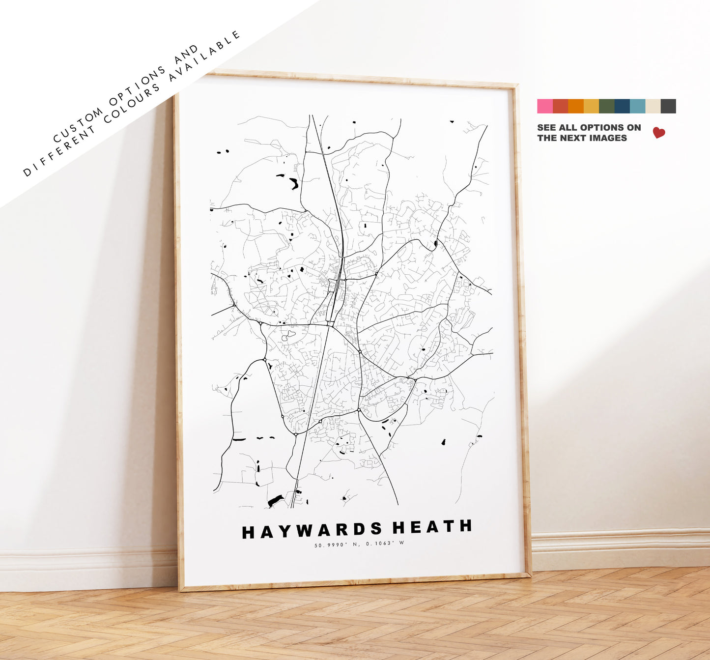 Haywards Heath Map Print - Minimalist City Map Poster - Map Art - UK - Haywards Heath - Haywards Heath Poster - Different Colours Available