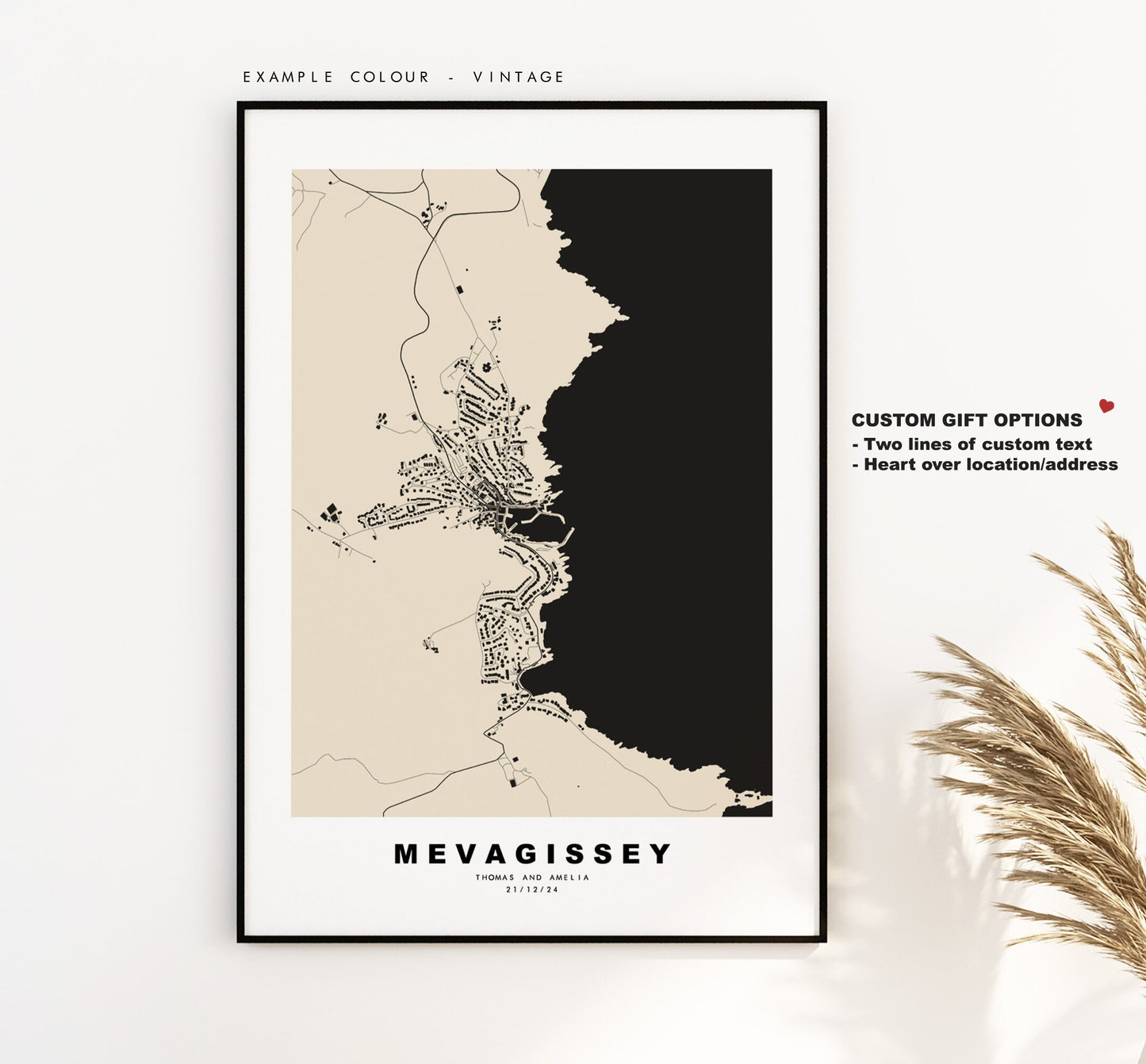 Mevagissey Map Print - Minimalist City Map Poster - Map Art - UK - Mevagissey Print - Mevagissey Poster - Different Colours Available