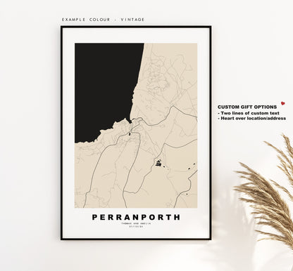 Perranporth Map Print - Minimalist City Map Poster - Map Art - UK - Perranporth Print - Perranporth Poster - Different Colours Available