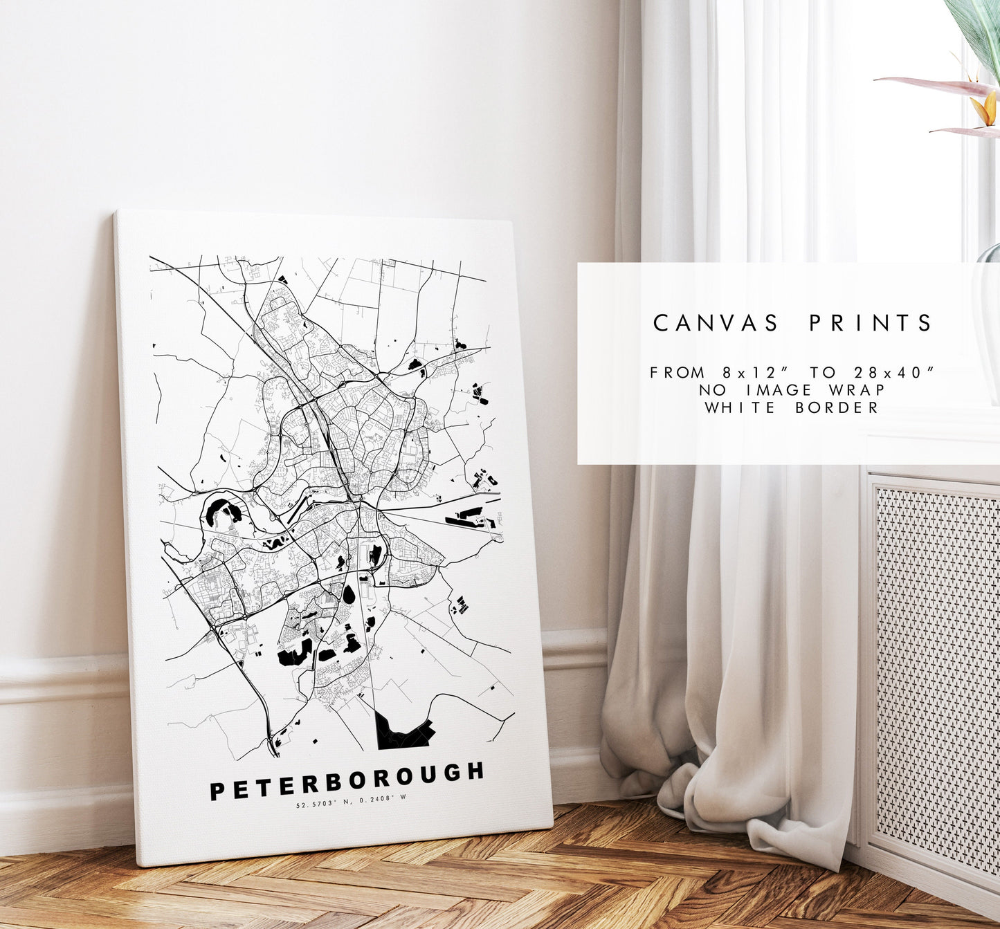 Peterborough Map Print - Minimalist City Map Poster - Map Art - UK - Peterborough Print - Peterborough Poster - Different Colours Available