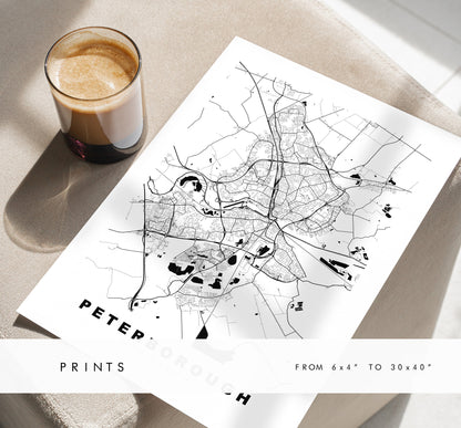 Peterborough Map Print - Minimalist City Map Poster - Map Art - UK - Peterborough Print - Peterborough Poster - Different Colours Available