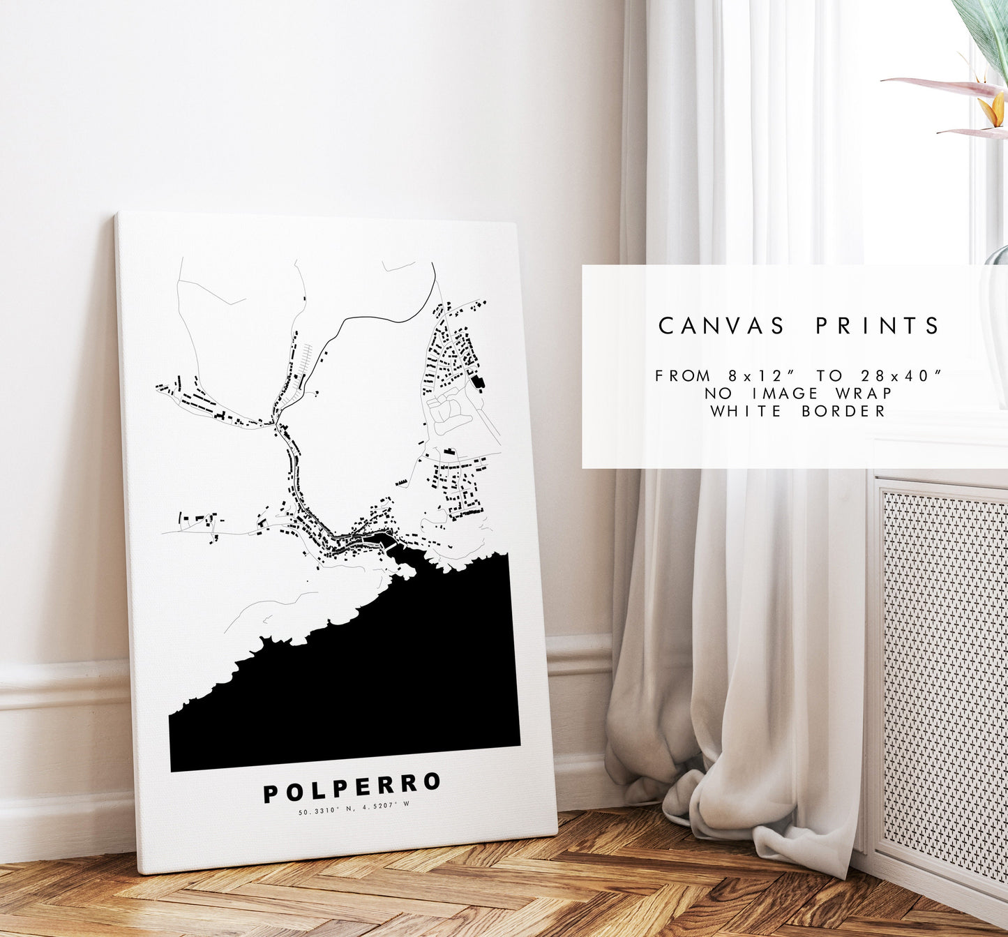 Polperro Map Print - Minimalist City Map Poster - Map Art - UK - Polperro Print - Polperro Poster - Different Colours Available