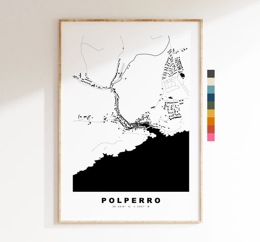 Polperro Map Print - Minimalist City Map Poster - Map Art - UK - Polperro Print - Polperro Poster - Different Colours Available