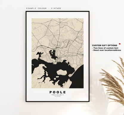 Poole Map Print - Minimalist City Map Poster - Map Art - UK - Poole Print - Poole Poster - Different Colours Available