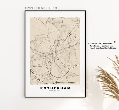 Rotherham Map Print - Minimalist City Map Poster - Map Art - UK - Rotherham Print - Rotherham Poster - Different Colours Available