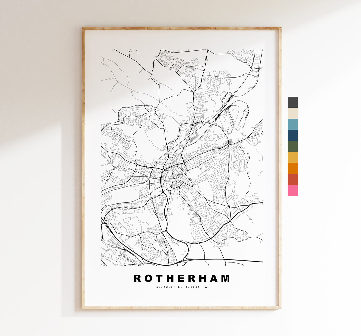 Rotherham Map Print - Minimalist City Map Poster - Map Art - UK - Rotherham Print - Rotherham Poster - Different Colours Available