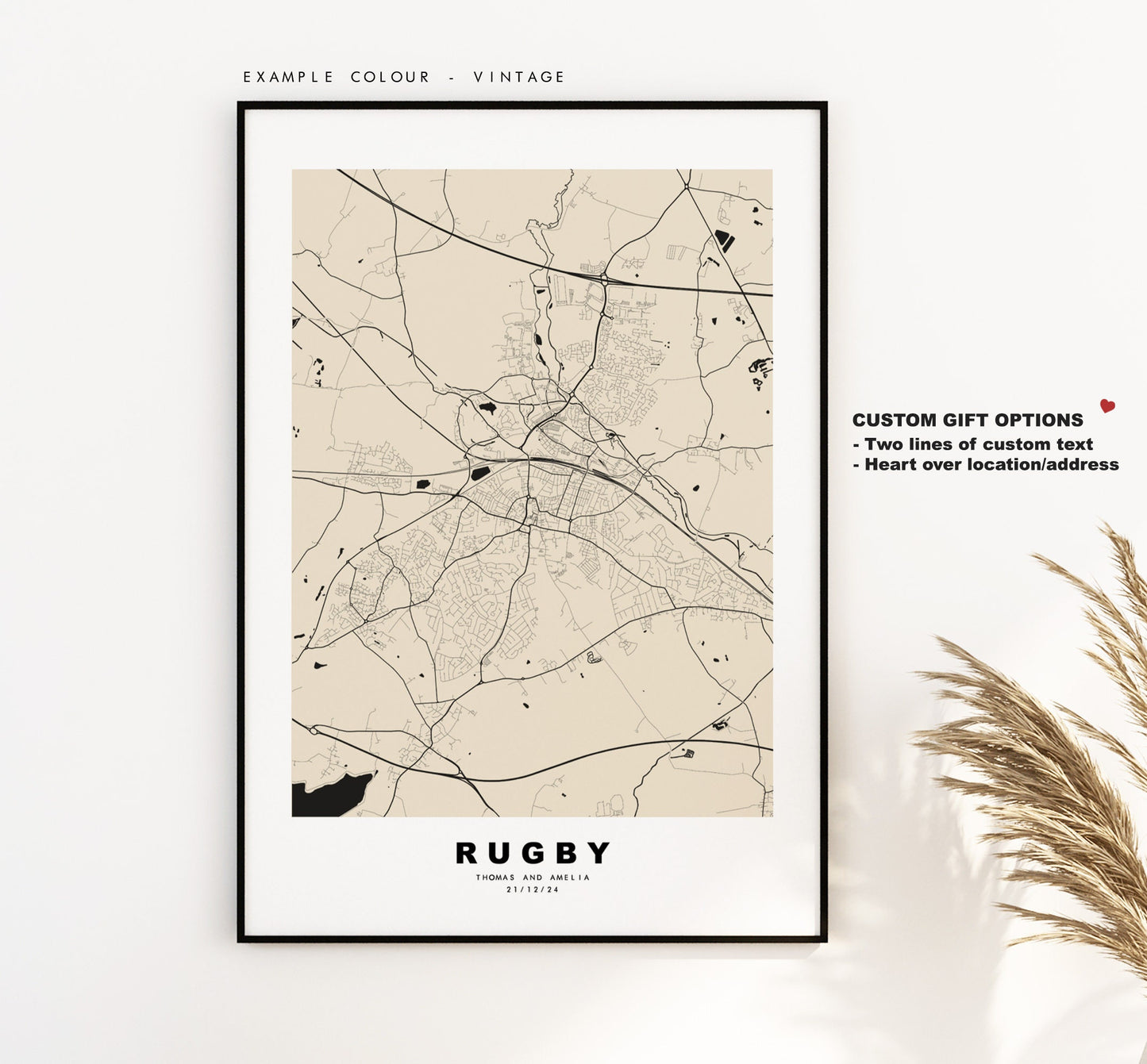 Rugby Map Print - Minimalist City Map Poster - Map Art - UK - Rugby Print - Rugby Poster - Different Colours Available