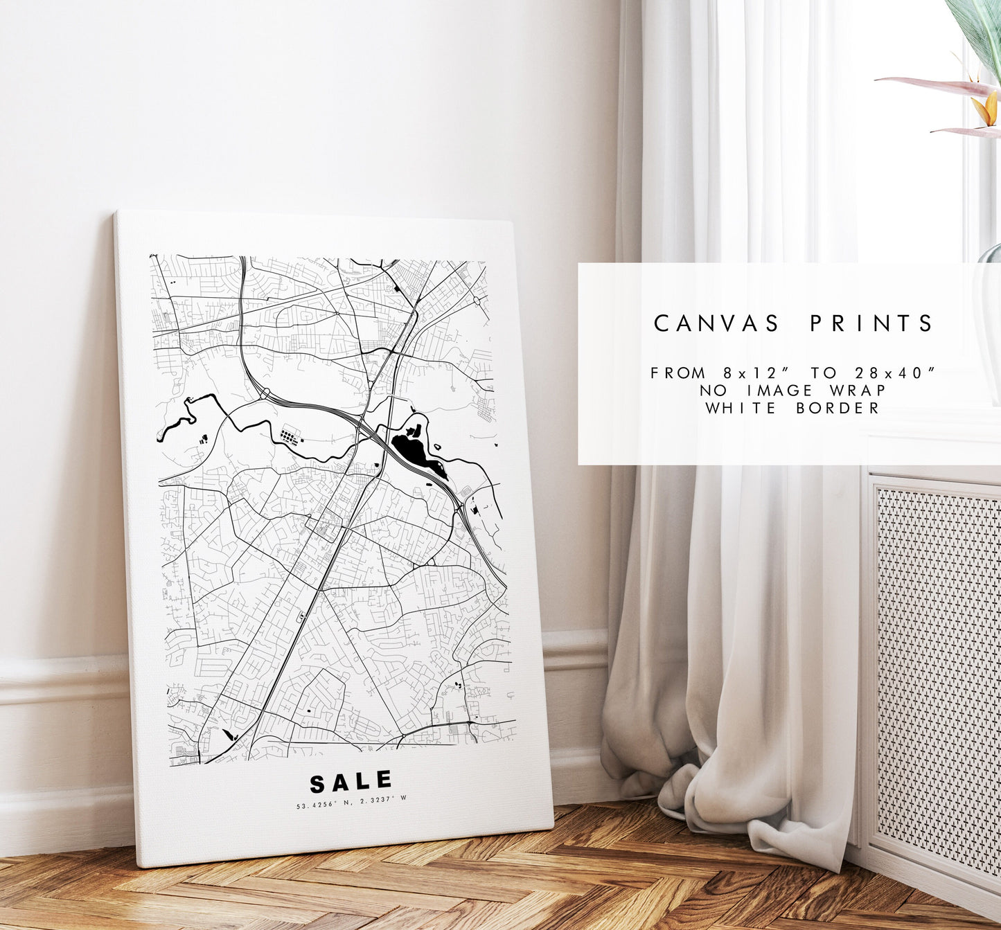 Sale Map Print - Minimalist City Map Poster - Map Art - UK - Sale Print - Sale Manchester - Poster - Different Colours Available